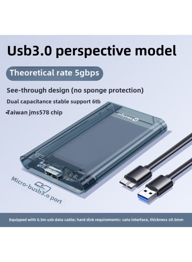Tiger 2.5 Mobile Hard Disk Box SATA To USB3.0 Type-C External Mechanical Solid State Universal-Color: True 5gbps* See-through Design - Image 1